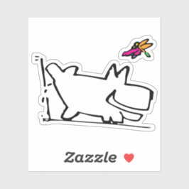 Doggy met Dragonfly geniet van P Doodle Sticker