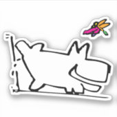 Doggy met Dragonfly geniet van P Doodle Sticker (Voorkant)