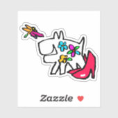 Doggy met Dragonfly genieten van Walking Doodle Sticker (Vel)