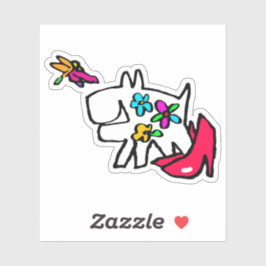 Doggy met Dragonfly genieten van Walking Doodle Sticker
