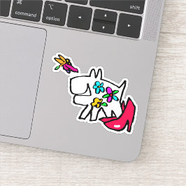 Doggy met Dragonfly genieten van Walking Doodle Sticker
