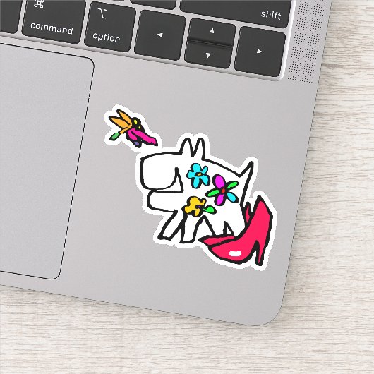 Doggy met Dragonfly genieten van Walking Doodle Sticker (Detail)