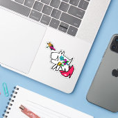 Doggy met Dragonfly genieten van Walking Doodle Sticker (Laptop met iPhone)