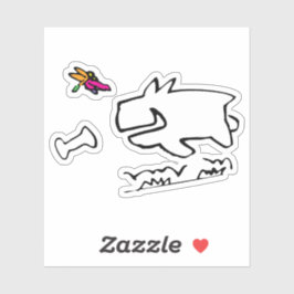 Doggy met DragonflyRun Doodle Sticker