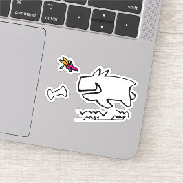 Doggy met DragonflyRun Doodle Sticker