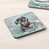 Doggy Paddle Cute Dog Swimming Bier Onderzetter (Linkerzijde)