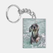 Doggy Paddle Cute Dog Swimming Sleutelhanger (Voorkant Links)