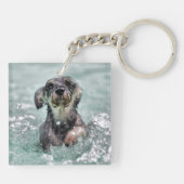 Doggy Paddle Cute Dog Swimming Sleutelhanger (Achterkant)
