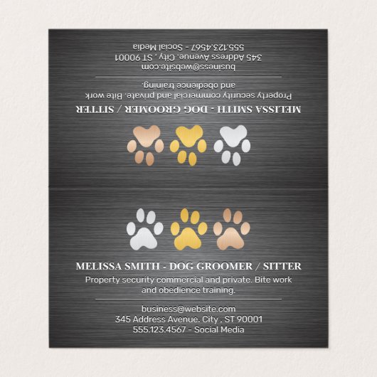 Doggy Paw Prints | Dierendiensten Visitekaartje (Buitenkant ongevouwen)