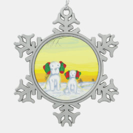doggy snowman/ snowdog tin sneeuwvlok ornament