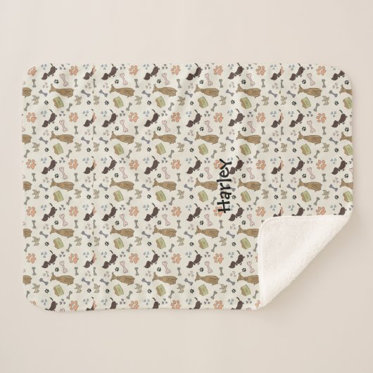 Doggy Treat Botten and Paws Sherpa Deken (Voorkant (horizontaal))