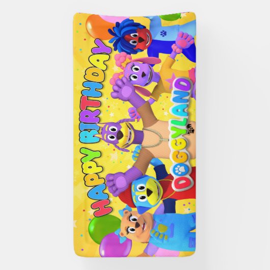 Doggyland verjaardagsbanner spandoek (Verticaal)