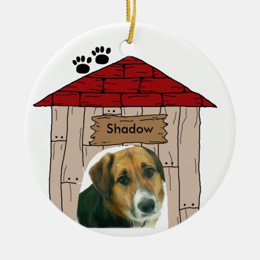 Doghouse Gepersonaliseerd Dog Photo Keepslag Keramisch Ornament (Voorkant)