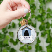 Doghouse in Blue Dog ID Label Sleutelhanger (Hand)