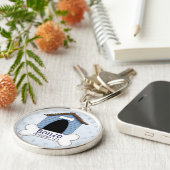 Doghouse in Blue Dog ID Label Sleutelhanger (Zijkant)