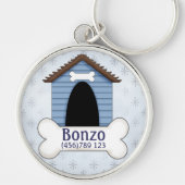 Doghouse in Blue Dog ID Label Sleutelhanger (Voorkant)