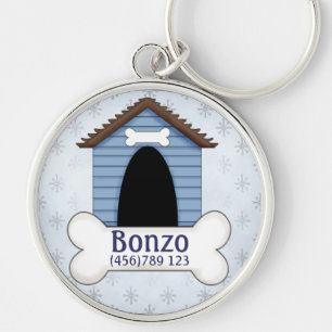 Doghouse in Blue Dog ID Label Sleutelhanger