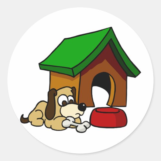 Doghouse Scene Ronde Sticker (Voorkant)