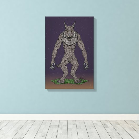 Dogman Cryptid of Weerwolf Canvas Afdruk (Insitu (Houten vloer))