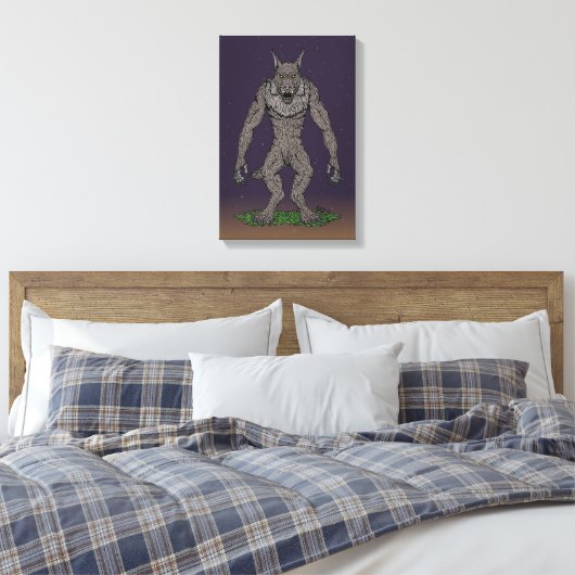 Dogman Cryptid of Weerwolf Canvas Afdruk (Insitu (Slaapkamer))