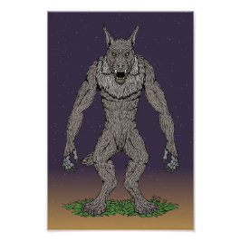 Dogman Cryptid of Weerwolf Foto Afdruk