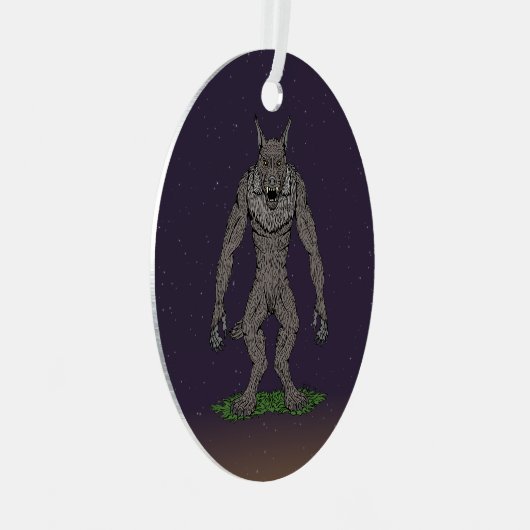 Dogman Cryptid of Weerwolf Metalen Ornament (Voorkant Rechts)