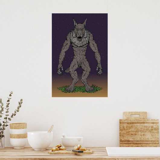 Dogman Cryptid of Weerwolf Poster (Keuken)