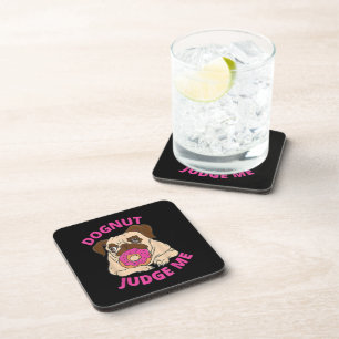 Dognut Rechter Pug Dog eet Donut Bier Onderzetter