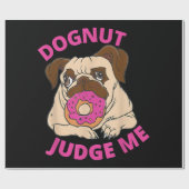 Dognut Rechter Pug Dog eet Donut Cadeaupapier (Vlak)