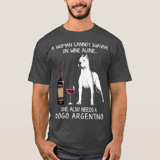 Dogo Argentino and wine Funny dog T-shirt