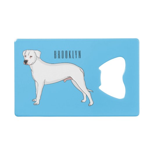 Dogo argentino cartoon afbeelding creditkaart flessenopener (Voorkant (Horizontaal))