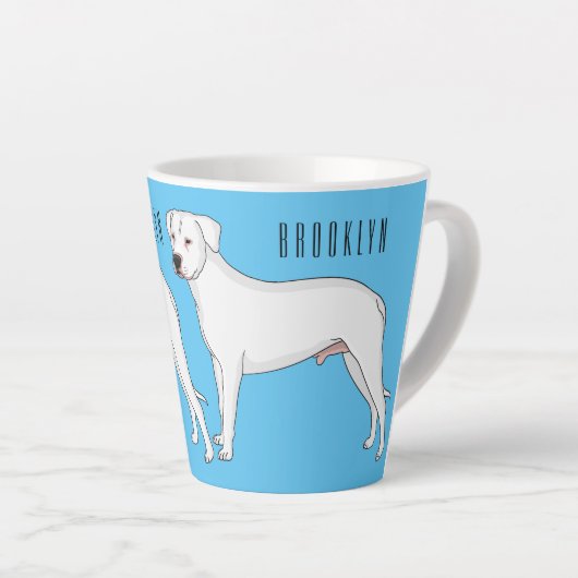Dogo argentino cartoon afbeelding latte mok (Rechterhoek)