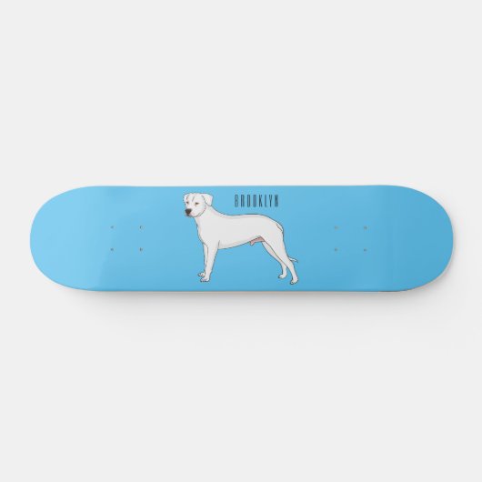Dogo argentino cartoon afbeelding persoonlijk skateboard (Horizontaal)