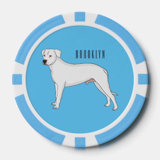 Dogo argentino cartoon afbeelding poker chips (Voorkant)
