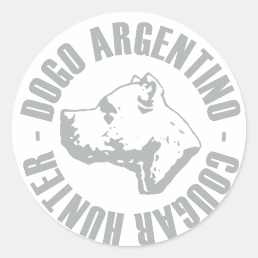 DOGO ARGENTINO COUGAR HUNTER RONDE STICKER (Voorkant)