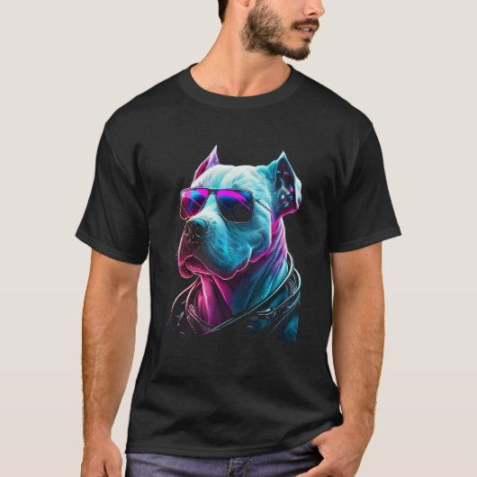 Dogo Argentino Dog owner Vaporwave Notorious DJ T-shirt (Voorkant)