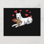 Dogo Argentino Dog with Stuffile Animal and Hearts Briefkaart (Voorkant)
