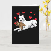 Dogo Argentino Dog with Stuffile Animal and Hearts Kaart (Gele Bloem)