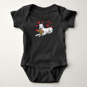 Dogo Argentino Dog with Stuffile Animal and Hearts Romper (Voorkant)