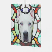 Dogo Argentino "Glas in lood" Glas Ornament (Voorkant links)