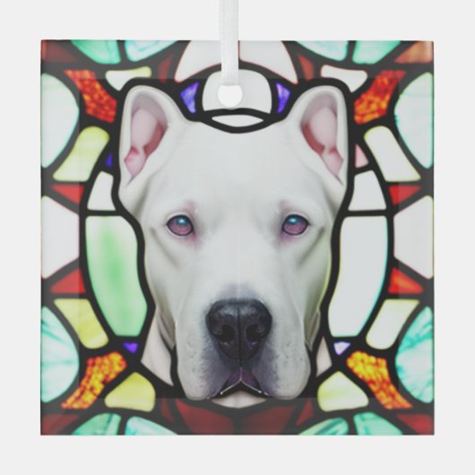 Dogo Argentino "Glas in lood" Glas Ornament (Voorkant)