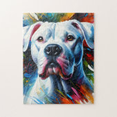 Dogo Argentino Hond Acryl Print | Kleurrijk Legpuzzel (Verticaal)