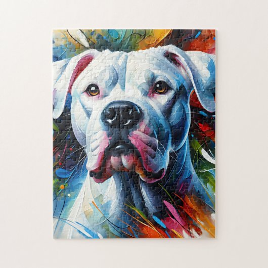 Dogo Argentino Hond Acryl Print | Kleurrijk Legpuzzel (Verticaal)