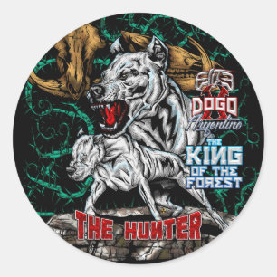 DOGO ARGENTINO - Hunter - King of Forest Ronde Sticker