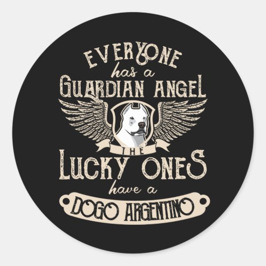 Dogo Argentino met Guardian Angel Gezegde Ronde Sticker (Voorkant)