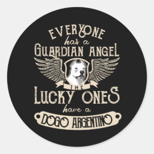 Dogo Argentino met Guardian Angel Gezegde Ronde Sticker