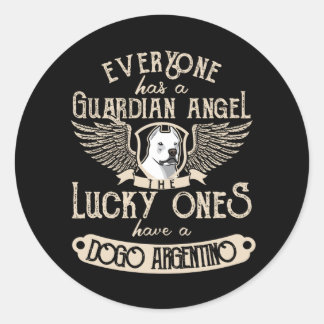 Dogo Argentino met Guardian Angel Gezegde Ronde Sticker