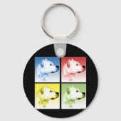 Dogo Argentino Pop Kunst Sleutelhanger (Voorkant)