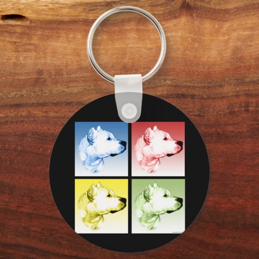 Dogo Argentino Pop Kunst Sleutelhanger (Voorkant)