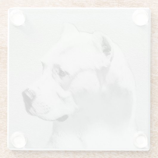 Dogo Argentino schilderen - Oorspronkelijke honden Glazen Onderzetter (Achterkant)